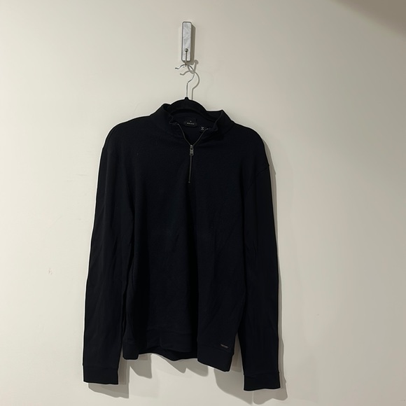 • Boss • Men’s Sidney 10 Quarter Zip Pullover Sweatshirt Navy Blue Medium - Picture 2 of 5